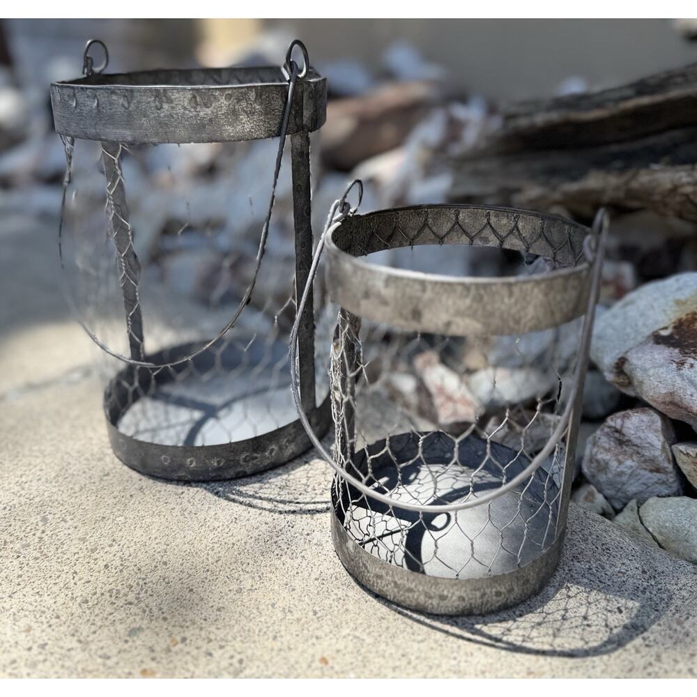 8" & 6”‎ Hanging Wire Baskets Lantern/Candle Holder NWOT